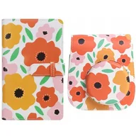 Akcesoria fotograficzne - Zestaw 2W1 / Etui Futerał Album Do Fuji Fujifilm Instax Mini 11 / Pomarańczowe Kwiaty - miniaturka - grafika 1