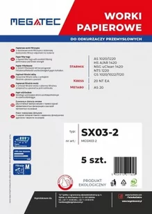 MEGATEC Worki papierowe SX03-2 15 l 5 szt. MGSX03-2 - Akcesoria do urządzeń czyszczących - miniaturka - grafika 1
