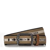 Paski - Męski pasek skórzany z brandingiem brązowo - beżowy - miniaturka - grafika 1