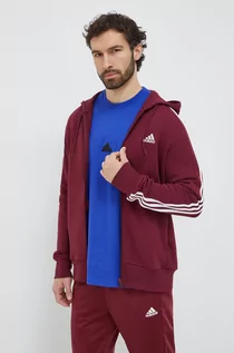 Bluzy męskie - adidas bluza bawełniana męska kolor czerwony z kapturem z aplikacją - grafika 1