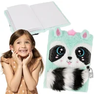 Szkolne artykuły papiernicze - Szop Miętowy, pluszowy notes/pamiętnik z kłódką w linie A5 - miniaturka - grafika 1