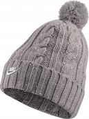 Czapki damskie - CZAPKA ZIMOWA DAMSKA NIKE 925422-027 SZARA POMPON - miniaturka - grafika 1