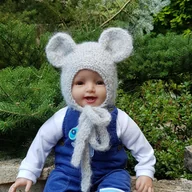 Czapki dla dzieci - Czapka Szara Myszka alpaka/merynos - miniaturka - grafika 1