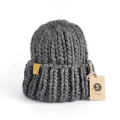 Czapki damskie - Wełniana czapka zimowa WOOLY grafit - miniaturka - grafika 1
