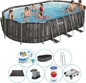 Baseny ogrodowe - Oferta basenów - Bestway Power Steel Oval 610x366x122 cm - miniaturka - grafika 1