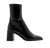 Botki damskie - ALDO LAKIEROWANE CZARNE BOTKI NA SŁUPKU ELEGANCKIE 39 3DA - miniaturka - grafika 1