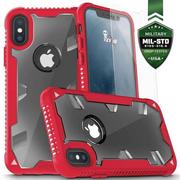 Etui i futerały do telefonów - Zizo Proton Case Pancerne etui iPhone X ze szkłem 9H na ekran (Crimson Red/Trans Clear) - miniaturka - grafika 1