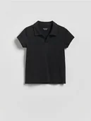 Koszulki dla dziewczynek - Reserved - T-shirt z kołnierzykiem - czarny - miniaturka - grafika 1