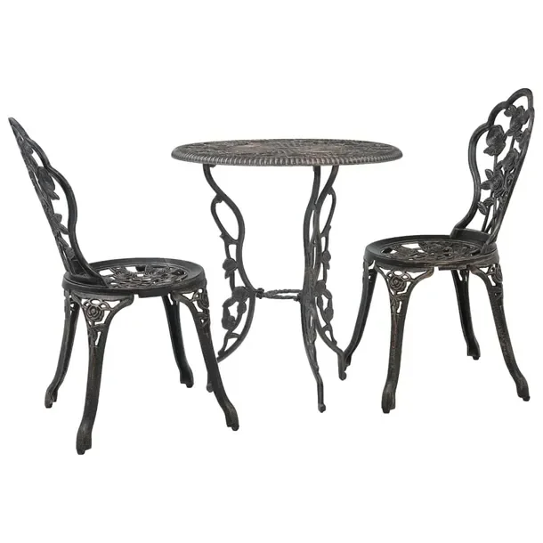 Zestaw Bistro z Aluminium i Żeliwa, Stół 59x59x62cm, Krzesła 38x41x85cm