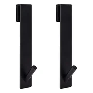 Wieszaki łazienkowe - Haczyki do drzwi prysznicowych, wieszaki na ręczniki bez wiercenia, wieszak na ręczniki z warstwami pianki na drzwi, czarny (2 szt.) - miniaturka - grafika 1