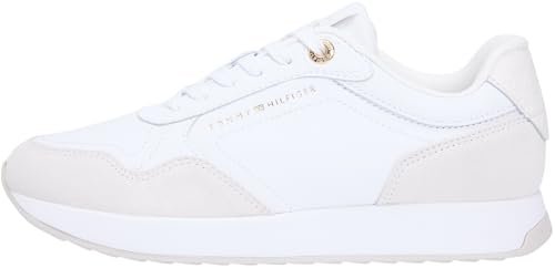 Tommy Hilfiger Damski monogram Mix Materiał Runner FW0FW09267 Low Top, Biały (Biały), 40, biały, 40 EU