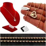 Naszyjniki - Piękny Złoty Naszyjnik Serce Z Kryształkami Dla Mamy + Dedykacja Gratis 18K - miniaturka - grafika 1