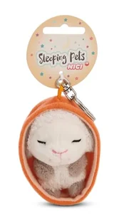 NICI 61611 Sleeping Pets breloczek owieczka w koszyczku, wierny towarzysz do plecaka lub torby, zawieszka do kluczy dla małych i dużych, 8 cm, biały - Plecaki - miniaturka - grafika 1