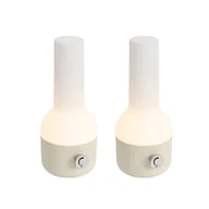 Lampy stojące - QAZQA Zestaw 2 lamp stołowych zewnętrznych beżowych z białymi, z wbudowanymi akumulatorowymi diodami LED - Haard - miniaturka - grafika 1
