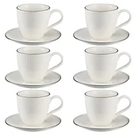 Filiżanki - Komplet filiżanek porcelanowych 220 ml ze spodkiem BONITA BLACK - miniaturka - grafika 1