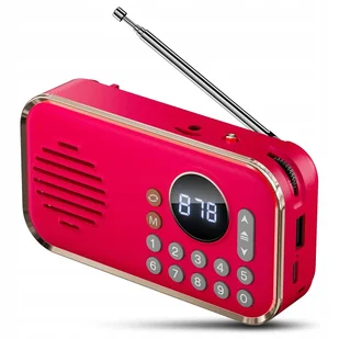 MINI GŁOŚNIK PRZENOŚNY BEZPRZEWODOWY BLUETOOTH RADIO FM USB AUX CZERWONY - Głośniki przenośne - miniaturka - grafika 1