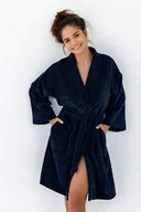 Szlafroki damskie - Szlafrok damksi bambusowy Navy granatowy L/XL - miniaturka - grafika 1