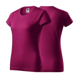Koszulka fuchsia red z krótkim rękawem z logo na sercu i plecach damska z nadrukiem logo firmy 160g BASIC134 kolor 49 koszulka krótki rękaw - Koszulki i topy damskie - miniaturka - grafika 1