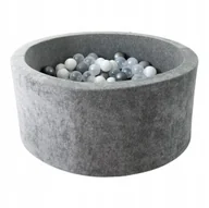 Suche baseny - Suchy basen z kulkami 40x90 Velvet Szary + 300 piłek - DOWOLNY MIX - miniaturka - grafika 1