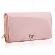 Portfele - ﻿PORTFEL DAMSKI SKÓRZANY Betlewski pudrowy lakierowany duży RFID na prezent - miniaturka - grafika 1