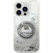 Etui i futerały do telefonów - Karl Lagerfeld Etui Liquid Glitter RSG do iPhone 14 Pro Max srebrne - miniaturka - grafika 1