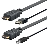 Adaptery i przejściówki - Vivolink PROHDMIUSBAB4AMP adapter kablowy 4 m HDMI + USB Type-A HDMI + USB Type-B Czarny - miniaturka - grafika 1