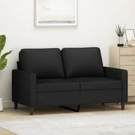 Sofy i kanapy - Sofa 2-osobowa, czarna, 120 cm, tapicerowana aksamitem - miniaturka - grafika 1