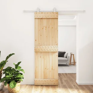 Drzwi przesuwne z osprzętem, 70x210 cm, lite drewno sosnowe 8721012081413 - Drzwi wewnętrzne - miniaturka - grafika 1