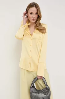Koszule damskie - Patrizia Pepe koszula damska kolor żółty regular z kołnierzykiem klasycznym - grafika 1