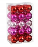 Bombki - Bombki choinkowe zestaw 30 szt. różowe czerwone i srebrne 6 cm lustrzane - miniaturka - grafika 1