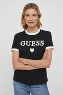 Koszulki sportowe damskie - Guess t-shirt bawełniany damski kolor czarny - miniaturka - grafika 1