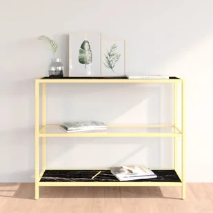 shumee shumee Stolik konsolowy czarny marmur i przezroczysty 100x36x90 cm - Konsole i sekretarzyki - miniaturka - grafika 1