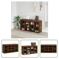 Szafki na buty - The Living Store Ławka na buty dąb wędzony 103x30x48 cm Materiał drewnopochodny - miniaturka - grafika 1