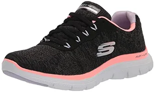 Skechers Damskie trampki Flex Appeal 4.0-Walk Wonderfu, Czarna siatka koralowa, lawendowa wykończenie, 40 EU - Trampki damskie - miniaturka - grafika 1