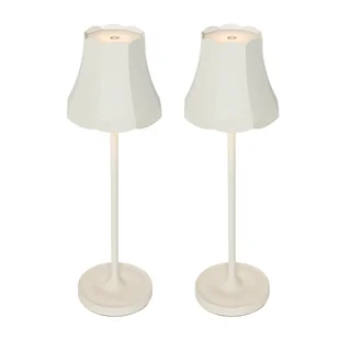 QAZQA Zestaw 2 lamp stołowych Retro kremowe ładowane IP44 - Granny - Lampy stojące - miniaturka - grafika 1