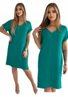 Sukienki - MORSKA ZWIEWNA SUKIENKA NA WIOSNE LATO Z DEKOLTEM W SEREK ROZMIAR 40 - miniaturka - grafika 1