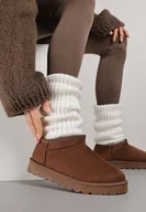 Śniegowce damskie - Bordowe Wsuwane Śniegowce z Niską Cholewką Alodla - miniaturka - grafika 1