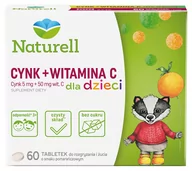 Witaminy i minerały - Naturell Cynk + Witamina C Dla Dzieci Tabletki Do Żucia 60 Tabletek - miniaturka - grafika 1