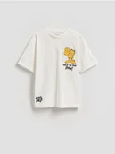 Koszulki dla chłopców - Reserved - Bawełniany t-shirt Garfield - złamana biel - miniaturka - grafika 1
