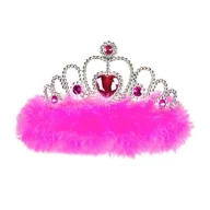 Stroje karnawałowe - Widmann Andreas 8867p  Diadem Girls Night Out z klejnoty i Marabu, One Size, jeden rozmiar, różowy 8867P - miniaturka - grafika 1