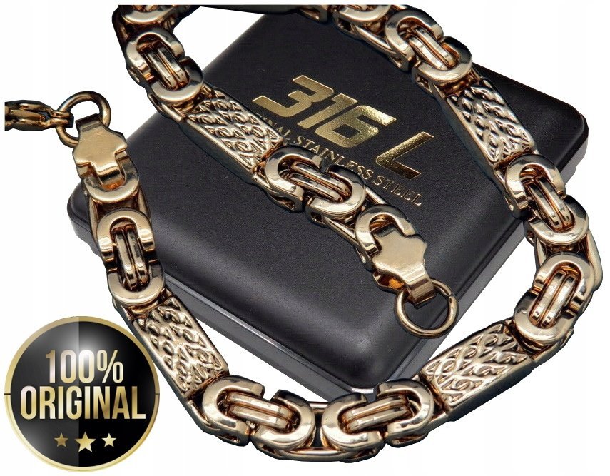 ZŁOTY ŁAŃCUSZEK NA SZYJĘ + BRANSOLETKA SPLOT KRÓLEWSKI STAL CHIRURGICZNA