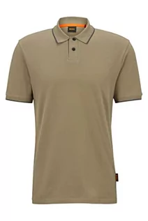 Koszulki męskie - BOSS Perete męska koszulka polo z bawełny piqué z kontrastowymi detalami, Light/Pastel Green336, S - grafika 1