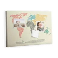 Tablice i flipcharty - Kolorowy Organizer - Tablica Korkowa z Pinezkami - Mapa świata z liter 60x40 cm - miniaturka - grafika 1