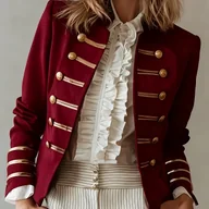 Marynarki i żakiety damskie - TEMU Maryki Blazer ze Złotymi Guzikami w Paski, Idealny na Co Dzień, Boże Narodzenie, Nowy Rok, Spotkania, Imprezy, Walentynki i Rajdy. YTD Cherry - miniaturka - grafika 1
