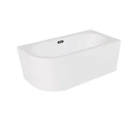 Wanny - Wanna narożna prawa Besco Avita A-line 170x75 cm biały połysk syfon klik-klak czarny z przelewem slim WAA-170APCS - miniaturka - grafika 1