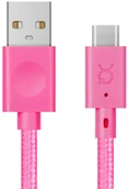Kable USB - Xqisit Cotton Cable USB C 3.0-USB A różowy 30122 - miniaturka - grafika 1
