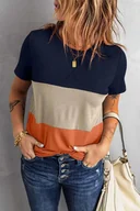 Koszulki i topy damskie - Trzykolorowy damski t-shirt - Niebieski S - Zolaro - miniaturka - grafika 1