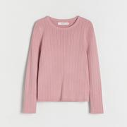 Swetry dla dziewczynek - Reserved - Prążkowany sweter - Różowy - miniaturka - grafika 1