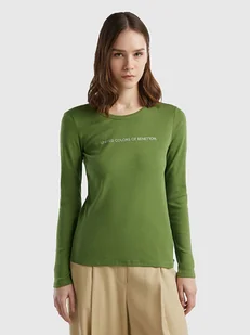Benetton Koszulka w kolorze zielonym - Koszulki i topy damskie - miniaturka - grafika 1