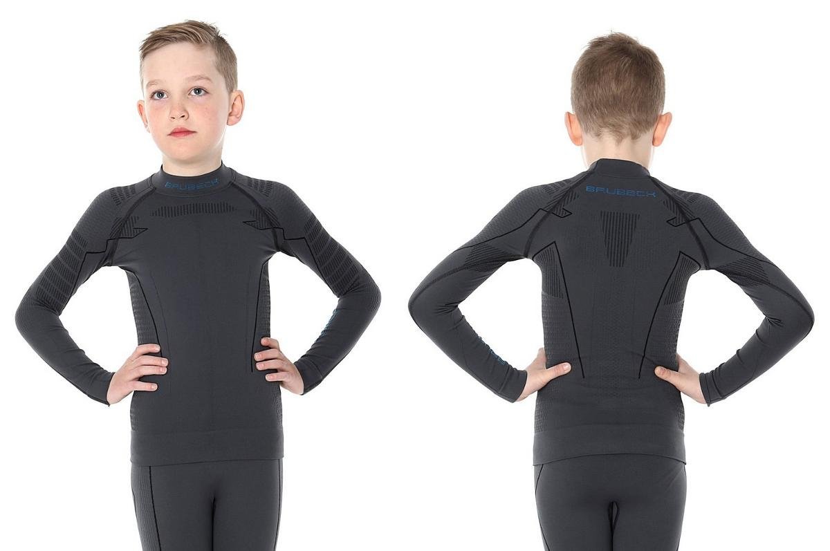Brubeck, Koszulka chłopięca termiczna z długim rękawem, Thermo Junior, grafitowy, rozmiar 152/158